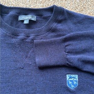 Turtleson Navy Blue Men's Sweater 100% Extra Fine Merino Wool Size Large